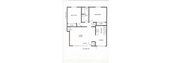A black and white image of a floor plan for an apartment.