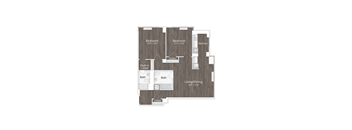 a floor plan of a studio apartment with a bedroom and a living room