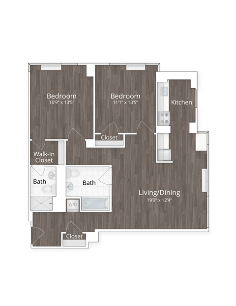 a floor plan of a studio apartment with a bedroom and a living room