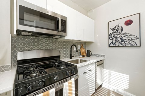 Studio kitchen (staged) at 1500 Arlington, Arlington, VA