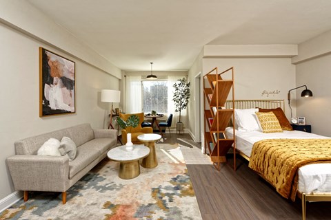 Studio living and dining (staged) at 1500 Arlington, Arlington, 22209