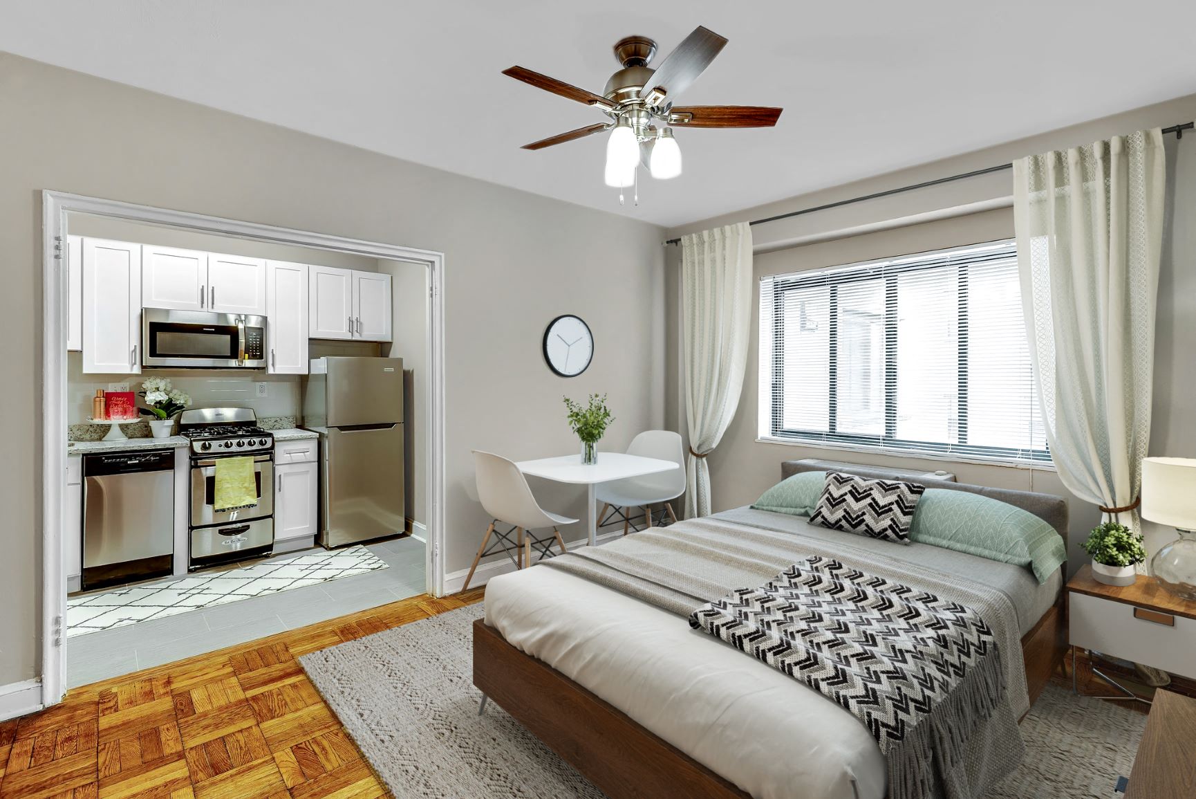 Renovated studio apartment (virtually staged) at The York and Potomac Park, Washington