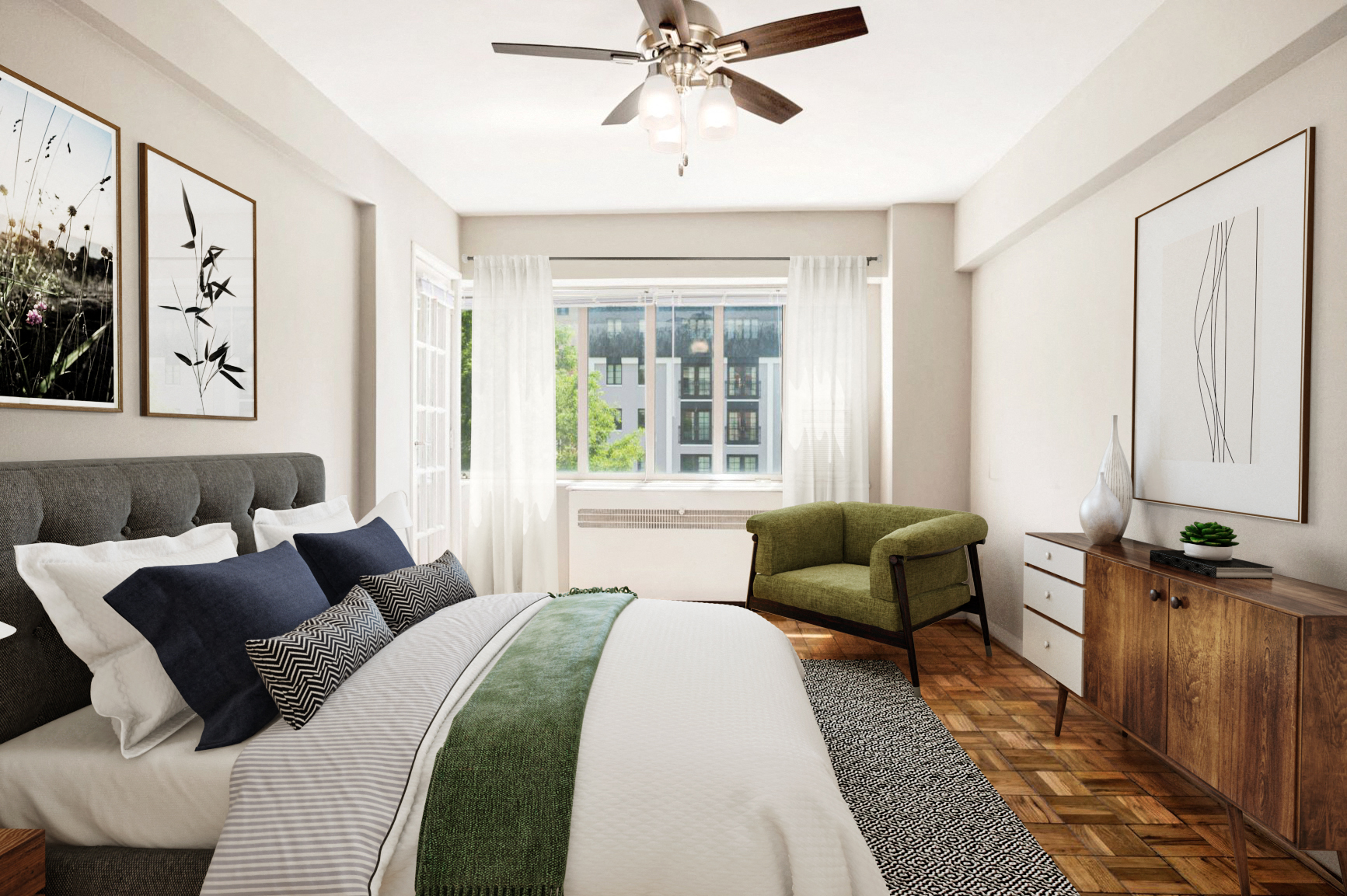 Apartment bedroom (virtually staged) at 2100 Connecticut, Washington, Washington