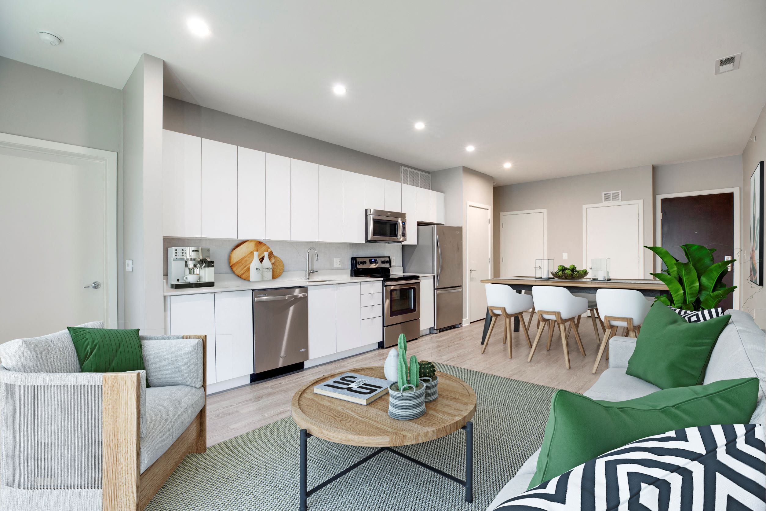 living and dining (virtually staged) at 2255 Wisconsin, Washington, 20007