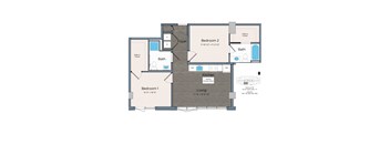 A 2 bedroom, 2 bathroom Affordable Dwelling Unit (ADU) at Lex at Waterfront Station.