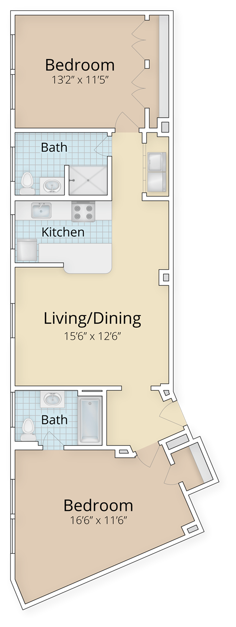 floor plan of the living and dining areas of a small house
