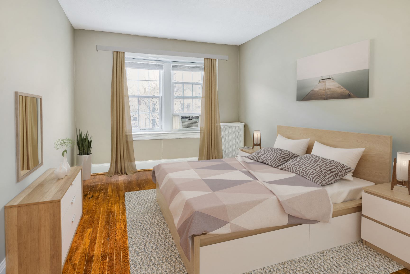 Apartment bedroom (virtually staged) at 1630 Park, Washington, 20010