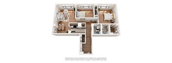 a stylized floor plan with a bedroom and living room