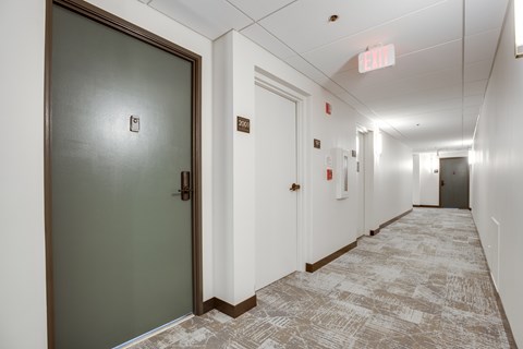 Newly renovated corridors at Lenox Club in the National Landing neighborhood of Arlington, VA 22202