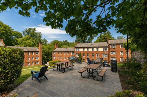 Park Crest Apartments Terrace with Grills and Picnic Tables and Lounge Chairs