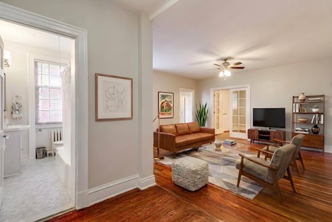 Two bedroom and den apartment living area at Cathedral Mansions, Washington, 20008