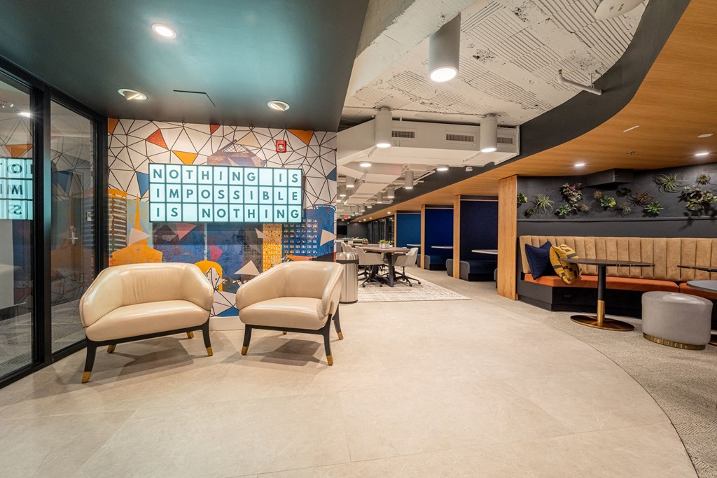 Co-working space with printing and coffee station at 1500 Arlington, Arlington, Virginia