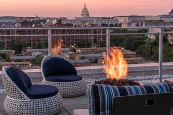 Rooftop deck with fire pit at Valo Apartments, DC 20024