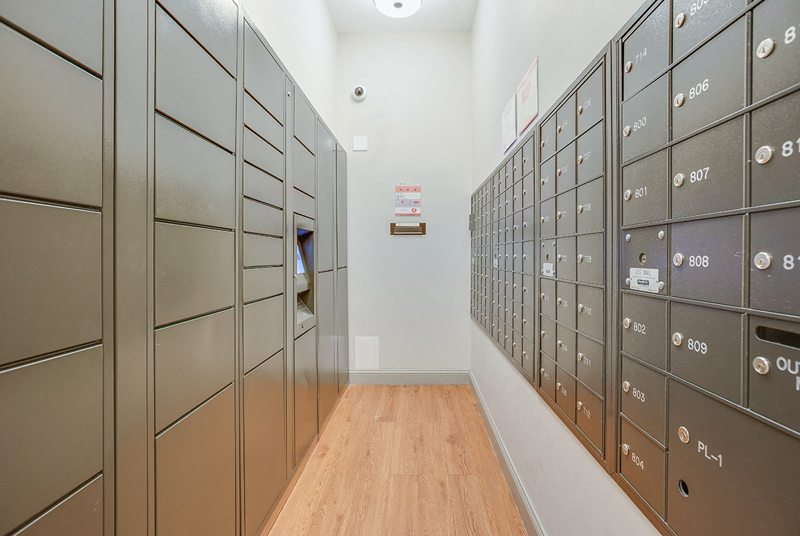 Mail room and package lockers at The Melwood, Washington, 20009