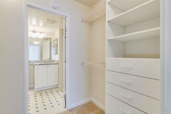 Walk-in closet with shelving and drawers  at Lenox Park, Silver Spring, 20910