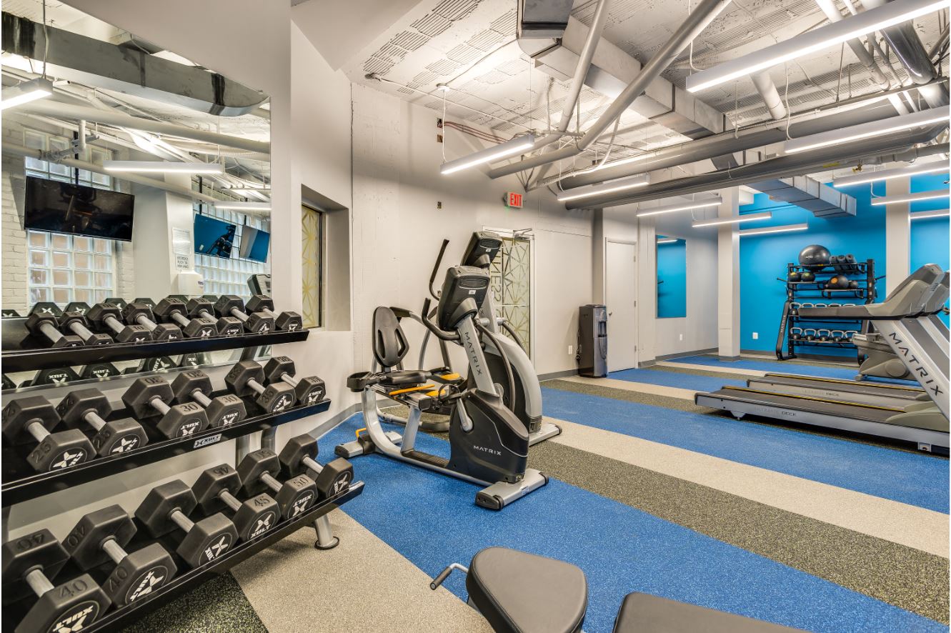 Fitness center weights area at Diplomat, Washington, Washington
