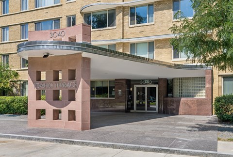 Idaho Terrace apartments entrance in Cathedral Heights Washington DC.