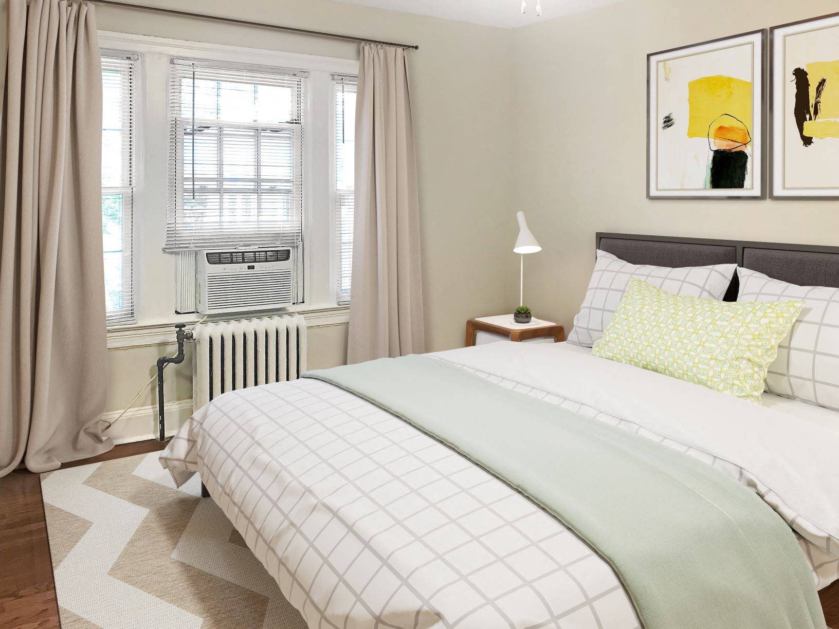 Apartment bedroom (virtually staged)  at Kew Gardens, Washington, DC, 20007