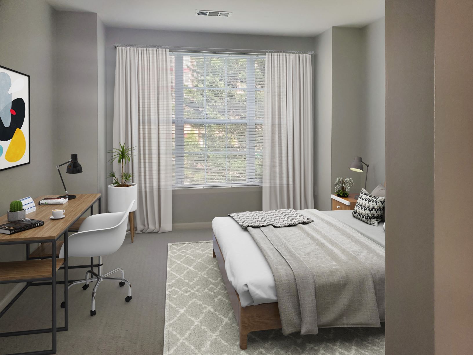 Apartment second bedroom (virtually staged) at The Residences at King Farm Apartments, Rockville