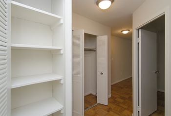 Spacious hallway closets at Legation House Apartments in the Chevy Chase neighborhood in Washington, DC  20015