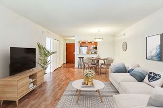 Renovated apartment living area (virtually staged)  at Lenox Park, Silver Spring, 20910