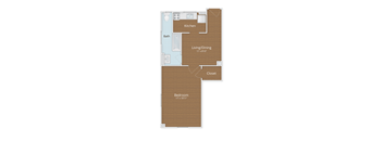 a floor plan of a studio apartment with a bedroom