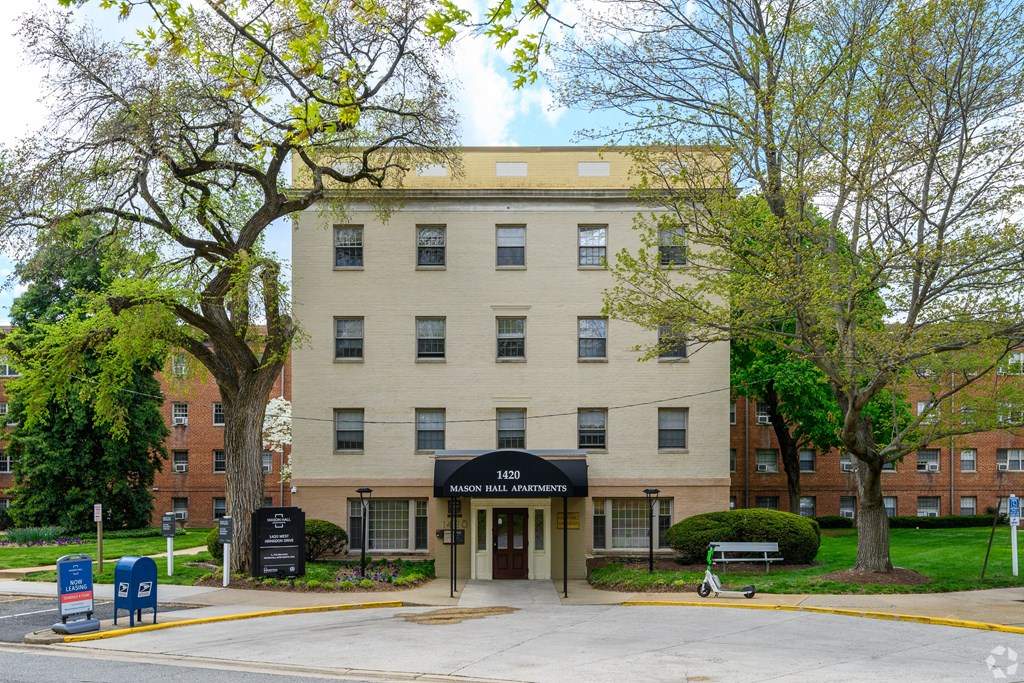 Building exterior and entrance at Mason Hall in Alexandria, VA 22314