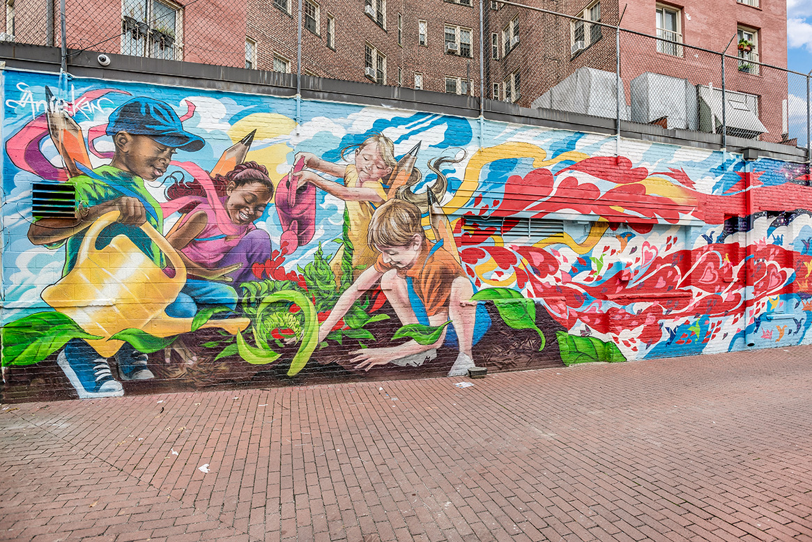 Nearby mural in Adams Morgan at The Melwood, Washington