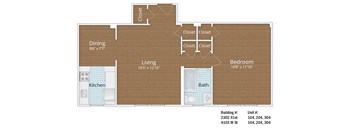 a floor plan of a small apartment with a bedroom and a living room