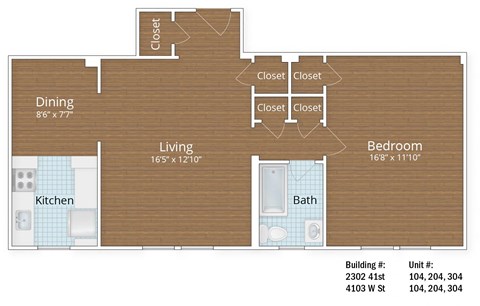 One Bedroom with Office at Park Crest Apartments, Washington, 20007