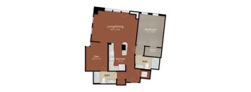 One Bedroom Two Bath Floor Plan at Park Place at Petworth, Washington, 20011