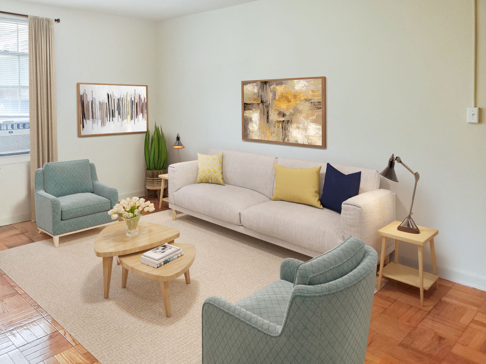 Living (virtually staged) at Park Crest Apartments in Washington D.C. 20007