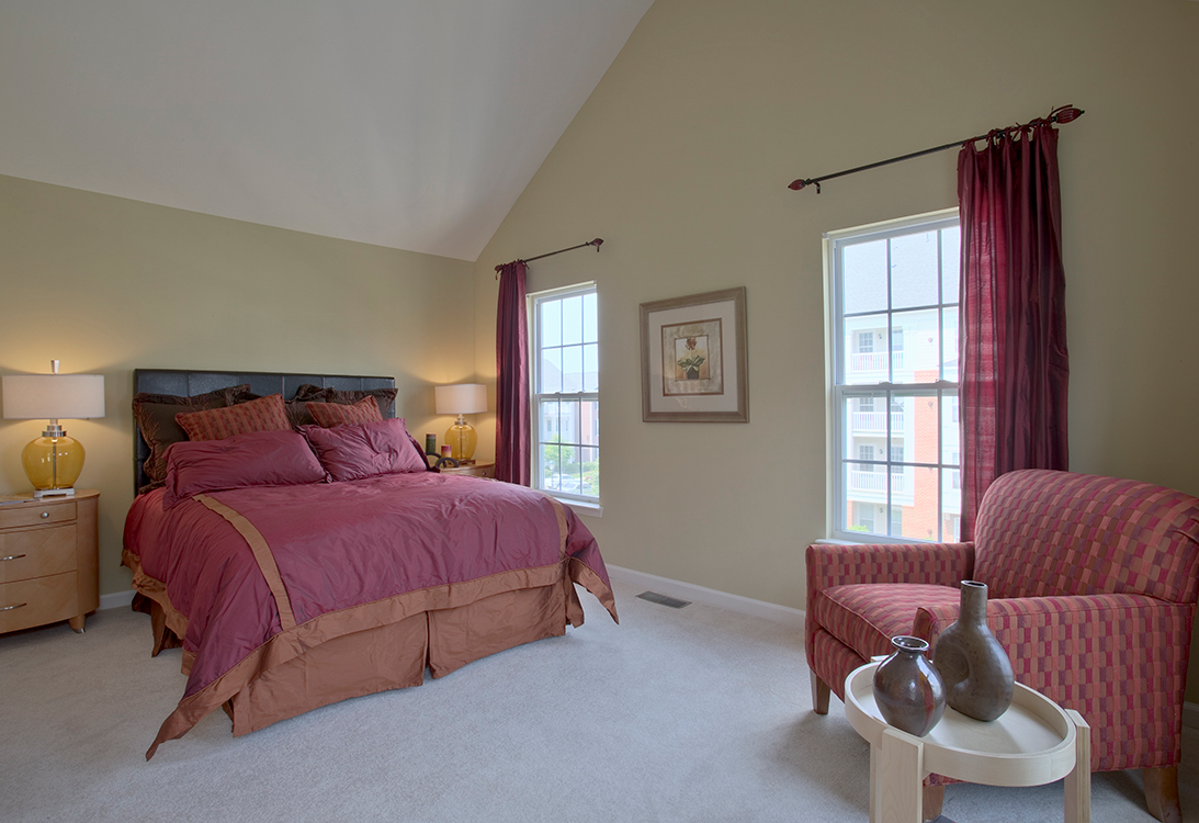 bedroom (staged) at The Residences at King Farm Apartments, Rockville, 20850