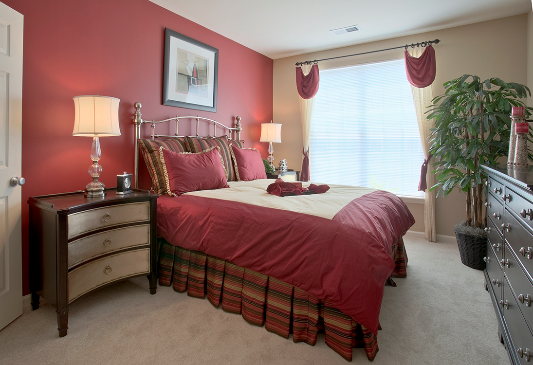 Townhome bedroom (staged) at The Residences at King Farm Apartments, Maryland, 20850