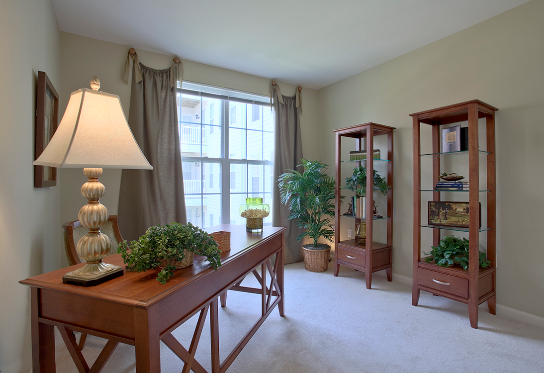 Home office area (staged) at The Residences at King Farm Apartments, Rockville, MD, 20850