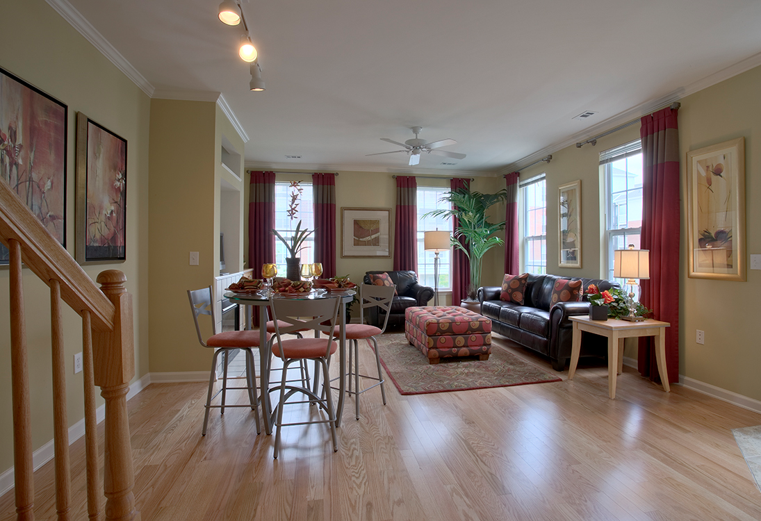 Living Room And Dining Area at The Residences at King Farm Apartments, Rockville, MD, 20850