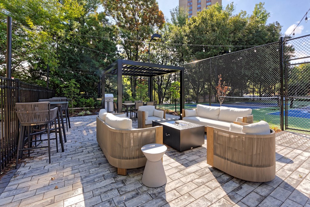 Patio with grills at Residences at Rio, Gaithersburg, MD