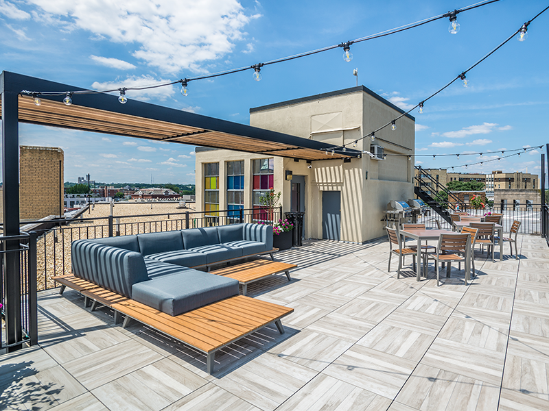 Rooftop deck with lounge area at Diplomat, Washington, DC, 20009