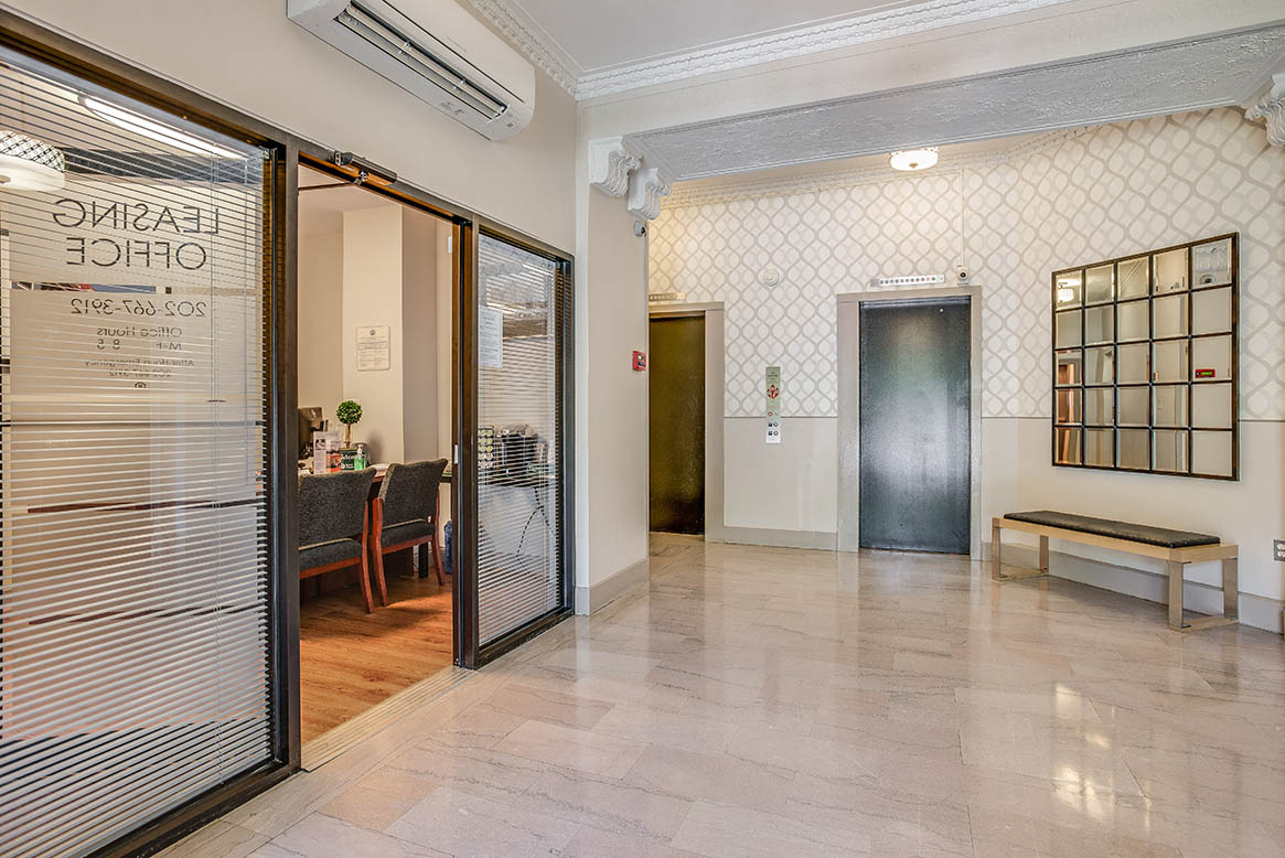 Lobby and leasing office at The Melwood, Washington