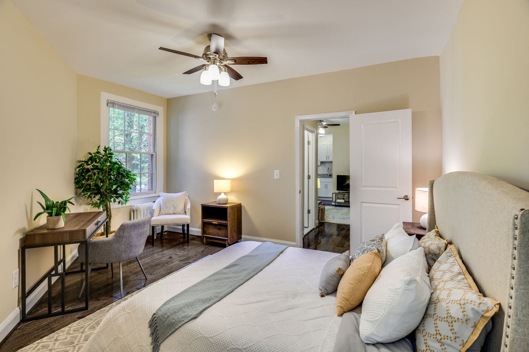 Apartment bedroom (staged)  at Kew Gardens, Washington, DC
