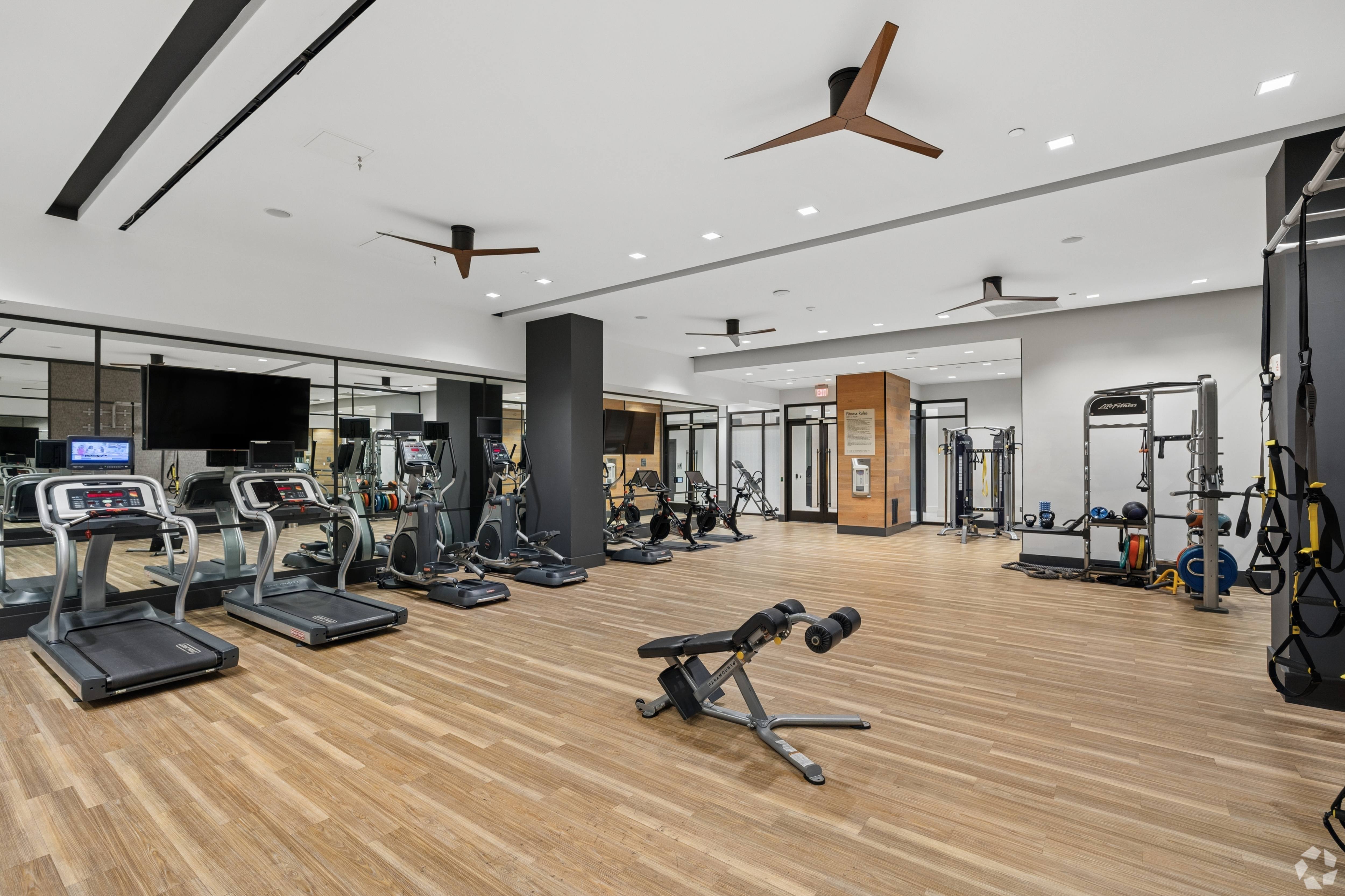 Modern fitness center at Valo Apartments in the Southwest Waterfront neighborhood of Washington, DC 20024