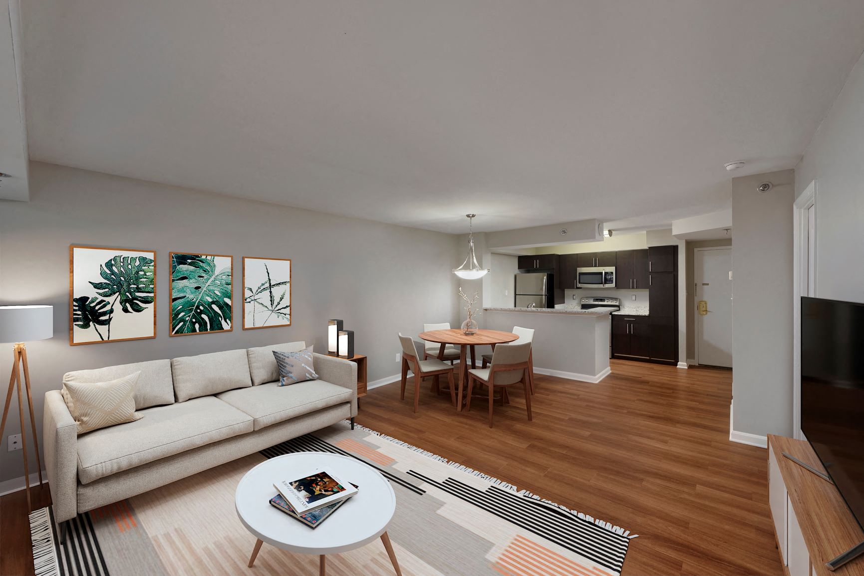 Living Room and Kitchen  at Residences at Rio, Gaithersburg, MD, 20878