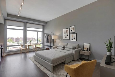 Studio apartment (virtually staged) at Valo Apartments in the Southwest Waterfront in Washington, D C20024