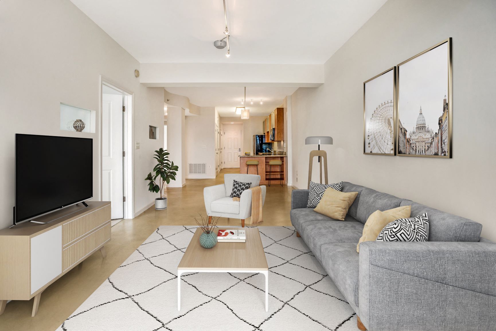 Living area (virtually staged) at Kalorama Park, Washington, DC 20009