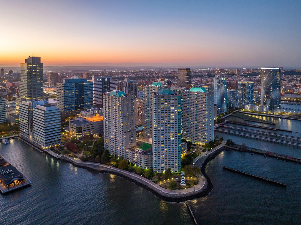 Newport aerial view at sunset of walkway