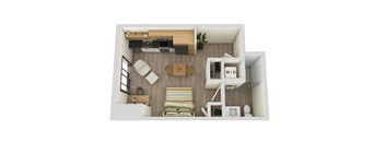 a floor plan of a studio apartment
