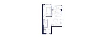 A black and white image of a floor plan for a two bedroom apartment.