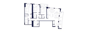 A floor plan of a house with multiple rooms and labeled areas.