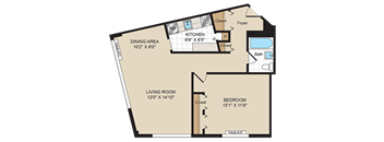 One Bedroom 24-1E Floorplan at 2400 Pennsylvania Avenue Apartments