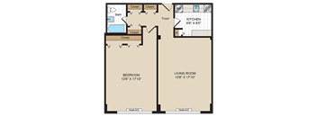 One Bedroom 24-1G Floorplan at 2400 Pennsylvania Avenue Apartments